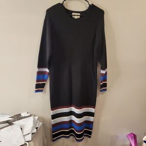 Anthropologie Parvati Black‎ Knit Sweater Midi Dress long sleeves size Medium